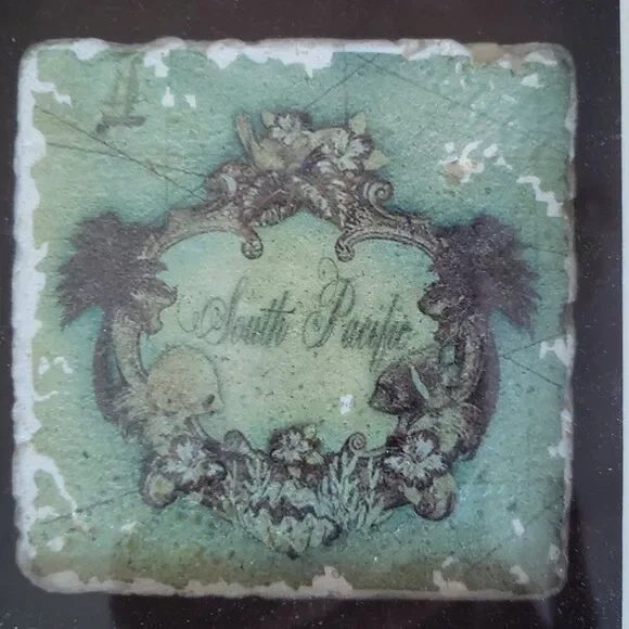 Vintage Sally Ray Cairns Publishing Framed Shadowbox Art Tile - South Pacific - Picture 2 of 4